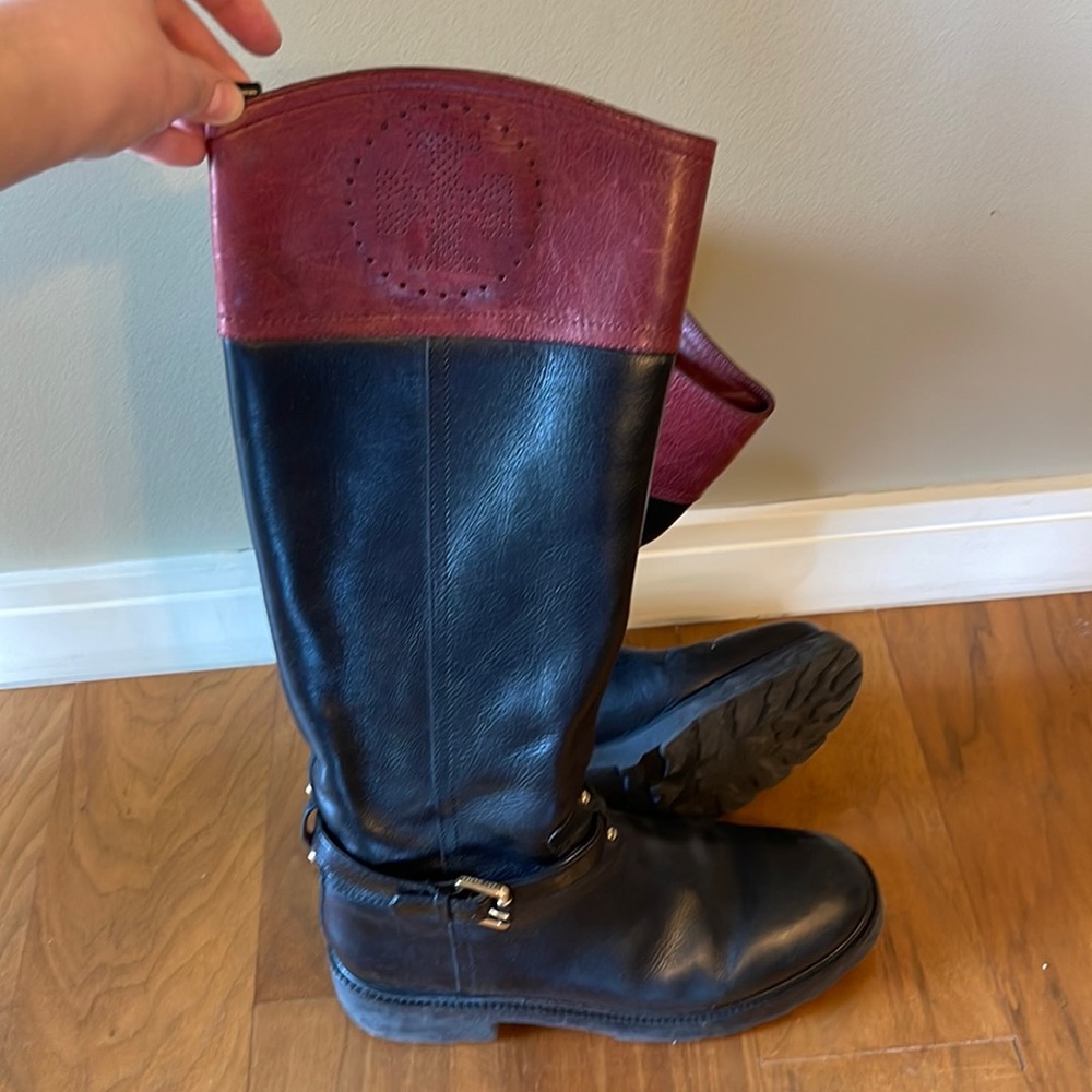 Tory Burch two-tone lug sole boots